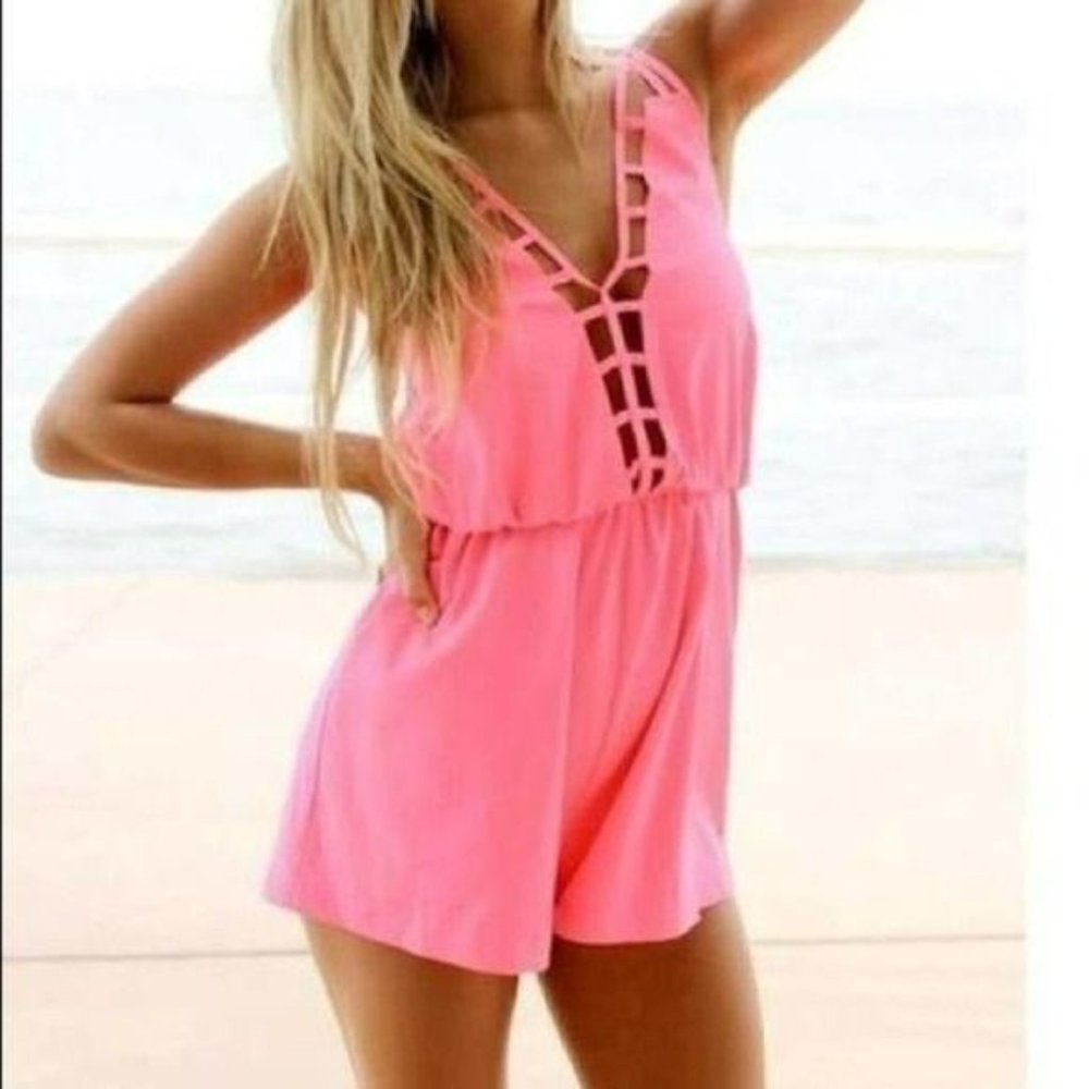Sabo Skirt Bright Pink Caged Playsuit